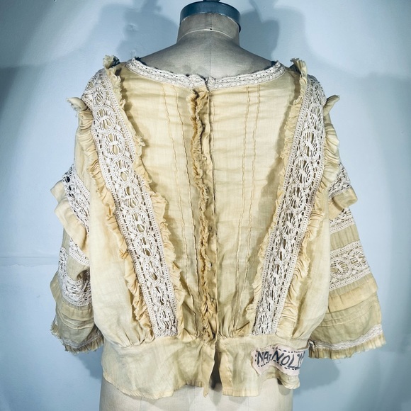 Magnolia Pearl Marburger Cotton Voile Lace Button Up Top NWT O/S - Picture 5 of 8